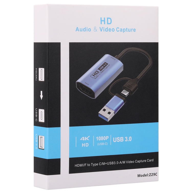 Z29C HDMI/F 母頭轉 USB-C / Type-C+USB 3.0/M 公頭高清視頻擷取卡，Z29C