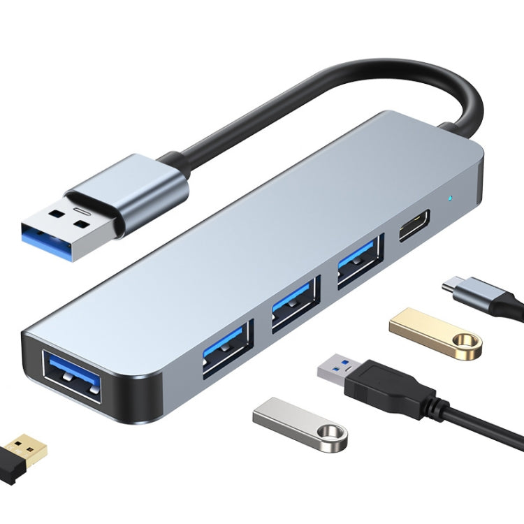 5合1 USB轉USB3.0+USB2.0x3+USB-C / Type-C集線器轉接器，線長：10cm，BYL-2301U