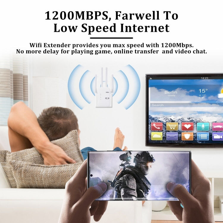 ZX-R08 1200Mbps 2.4G/5G 雙頻 WiFi 中繼信號放大器 WISP 戶外路由器，美規插頭，1200Mbps