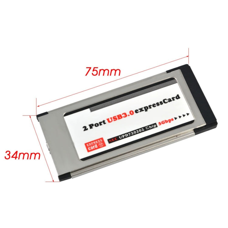 2埠USB 3.0 5Gbps PCI 34mm插槽Express卡，適用筆記型電腦，34mm