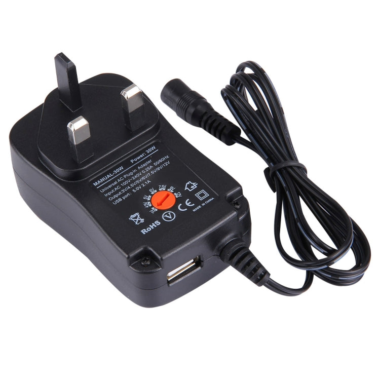 英國插頭通用30W電源壁插適配器，帶5V 2.1A USB接口，提示：8個，線長：約1.2米，英國插頭