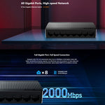 Tenda SG108M 全千兆端口高速網路 8埠乙太網交換器 1000Mbps 快速局域網集線器，SG108M