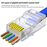 100個/包Cat5e RJ45無屏蔽通過式模組化插頭，鍍金3微米，Cat5e無屏蔽通過式