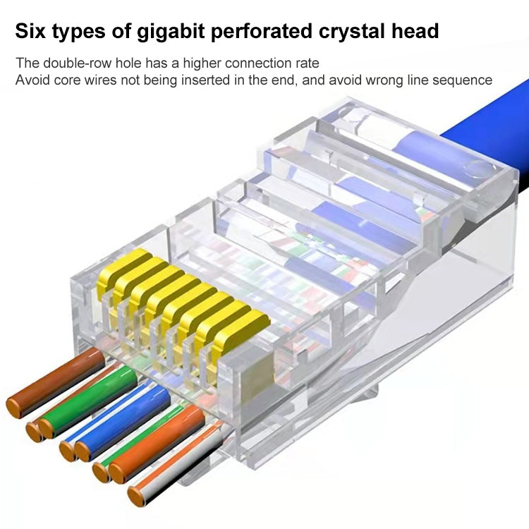 100個/包Cat5e RJ45無屏蔽通過式模組化插頭，鍍金3微米，Cat5e無屏蔽通過式