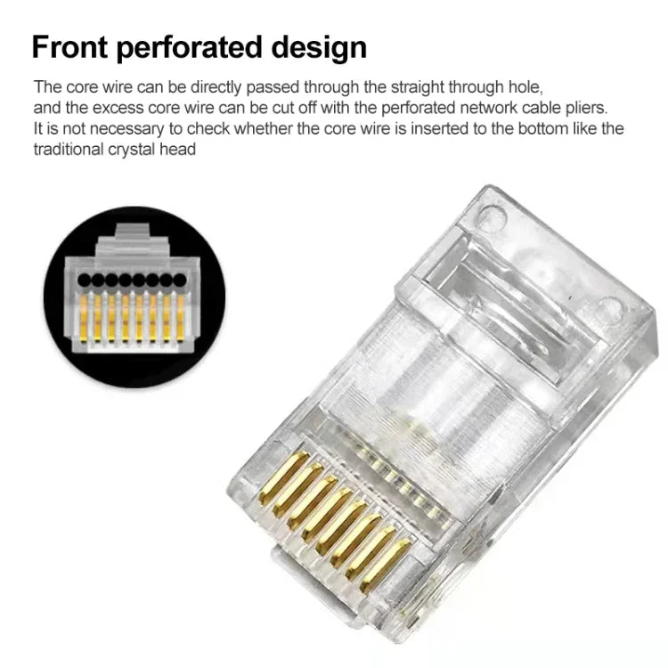 100個 Cat5e 屏蔽直通 RJ45 連接器模組插頭，Cat5e 屏蔽直通