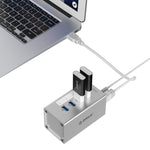 ORICO A3H4 鋁合金高速4埠USB 3.0 HUB，附12V/2.5A電源供應器，適用筆電，4埠（銀色）
