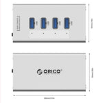 ORICO A3H4 鋁合金高速4埠USB 3.0 HUB，附12V/2.5A電源供應器，適用筆電，4埠（銀色）