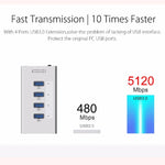 ORICO A3H4 鋁合金高速4埠USB 3.0 HUB，附12V/2.5A電源供應器，適用筆電，4埠（銀色）