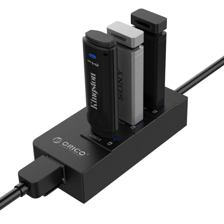 ORICO HR01-U3 ABS 材質 3 埠 USB3.0 集線器分接器，附外接 RJ45 千兆乙太網路卡，5 Gbps，適用於筆記型電腦／桌上型電腦／超薄筆電等