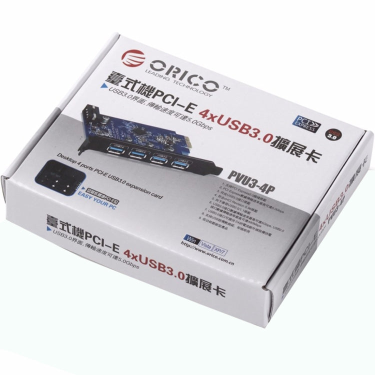 ORICO PVU3-4P 4 埠 USB3.0 PCI Express 卡，適用於桌上型電腦，4 埠 USB3.0