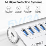 ORICO M3U7 鋁合金 7 埠 USB 3.2 Gen1 5Gbps 集線器，附 1 米線，M3U7 1m