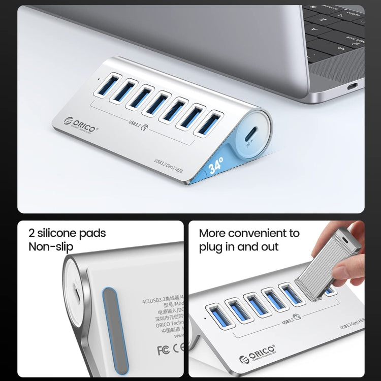 ORICO M3U7 鋁合金 7 埠 USB 3.2 Gen1 5Gbps 集線器，附 1 米線，M3U7 1m