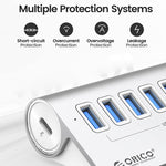 ORICO M3U7-G2 鋁合金 7 埠 USB 3.2 Gen2 10Gbps 集線器，附 1 米線，M3U7-G2 1m