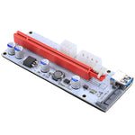 PCE164P-N06 VER008S USB 3.0 PCI-E Express 1x 轉 16x PCI-E 延長升降卡轉接器，15針 SATA 電源 6針 + 4針 電源供應埠，附60公分 USB 線，VER008S 紅色