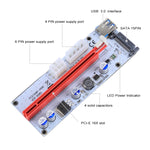 PCE164P-N06 VER008S USB 3.0 PCI-E Express 1x 轉 16x PCI-E 延長升降卡轉接器，15針 SATA 電源 6針 + 4針 電源供應埠，附60公分 USB 線，VER008S 紅色