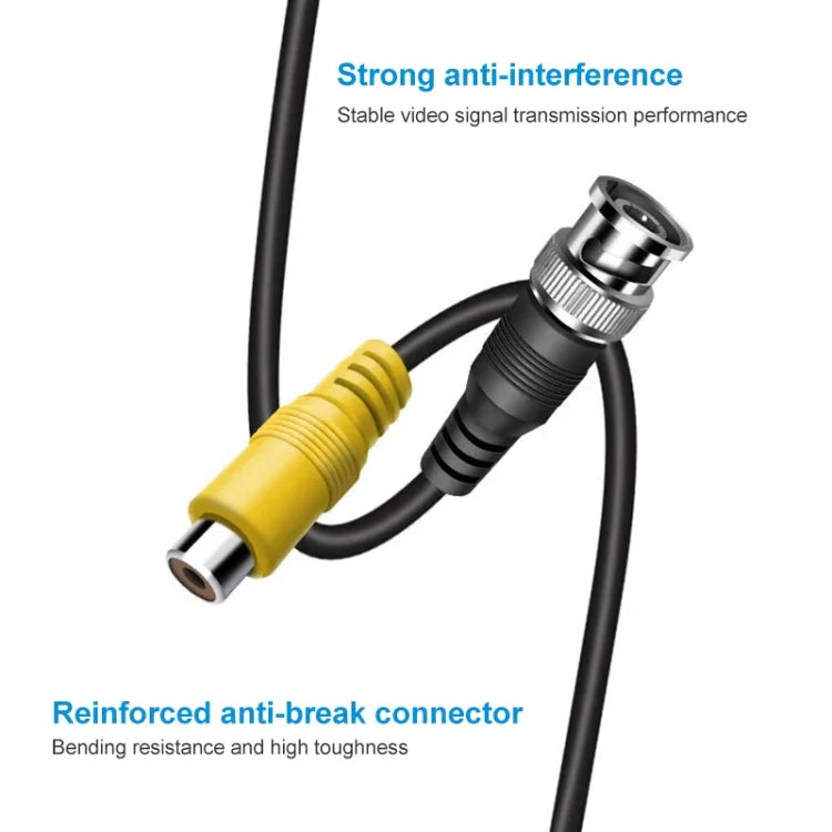 BNC 公頭轉 RCA 母頭連接電纜，銅製高清視頻同軸監控電纜，長度：1米，1米