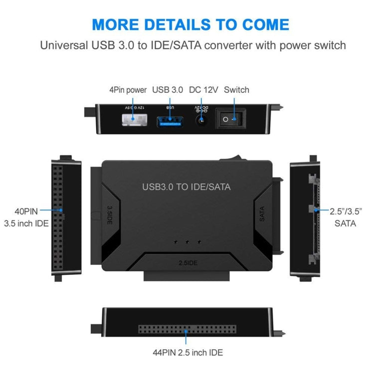 USB 3.0 轉 SATA / IDE 硬碟轉接線，適用 2.5 吋 / 3.5 吋 SATA IDE 硬碟，線長：1公尺，US160