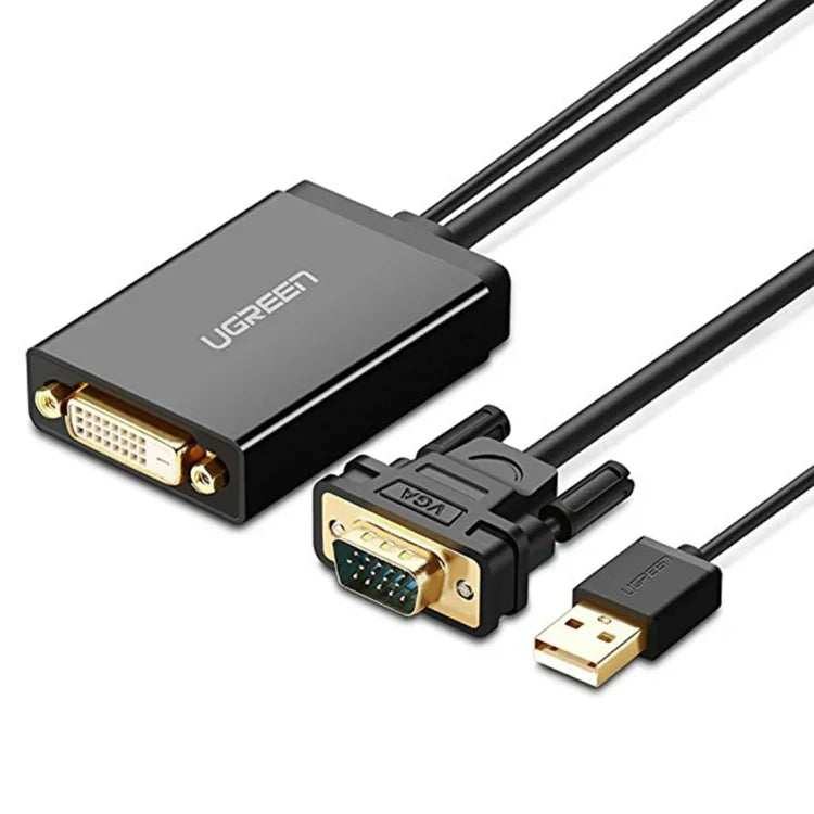 UGREEN MM119 1080P 全高清 VGA 轉 DVI (24+1) 公對母轉接線，適用電腦、PC、筆電、HDTV、投影機、DVD 顯示卡及更多 VGA / DVI 支援設備，線長：50cm