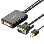 UGREEN MM119 1080P 全高清 VGA 轉 DVI (24+1) 公對母轉接線，適用電腦、PC、筆電、HDTV、投影機、DVD 顯示卡及更多 VGA / DVI 支援設備，線長：50cm