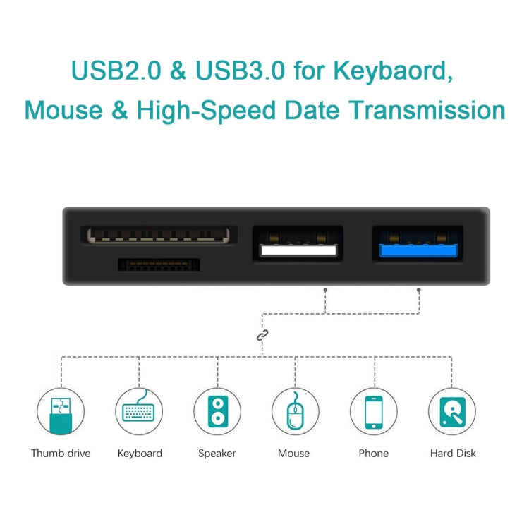ROCKETEK RT-SGO727 USB 3.0 + USB 2.0 + Micro USB 介面集線器，適用 Microsoft Surface Go，附 2 個 TF 卡與 SD 卡插槽，RT-SGO727