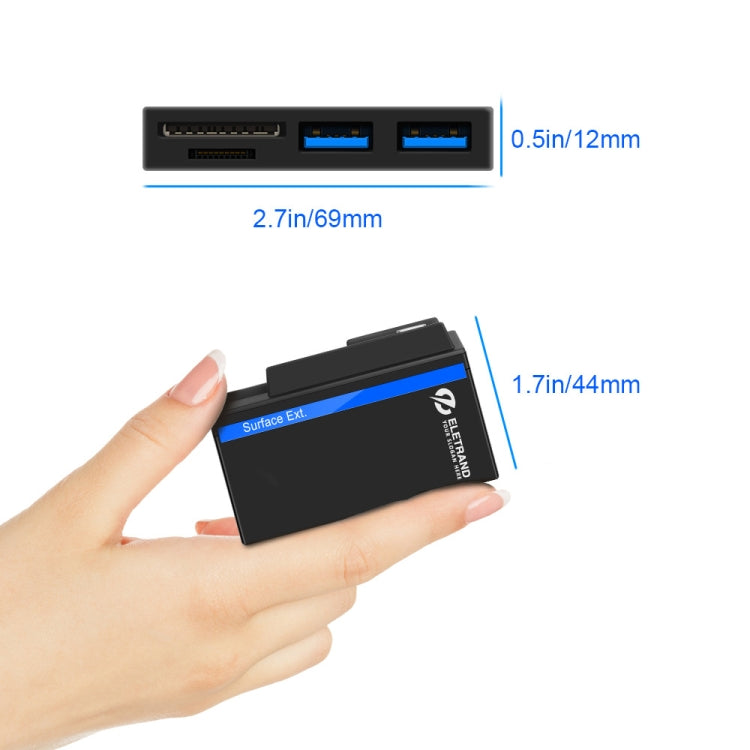 ROCKETEK RT-SGO737 2 個 USB 3.0 + Micro USB 介面集線器，適用於 Microsoft Surface Go，含 2 個 TF 卡與 SD 卡插槽，RT-SGO737