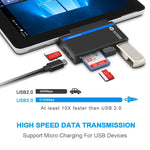 ROCKETEK RT-SGO737 2 個 USB 3.0 + Micro USB 介面集線器，適用於 Microsoft Surface Go，含 2 個 TF 卡與 SD 卡插槽，RT-SGO737