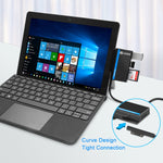 ROCKETEK RT-SGO737 2 個 USB 3.0 + Micro USB 介面集線器，適用於 Microsoft Surface Go，含 2 個 TF 卡與 SD 卡插槽，RT-SGO737