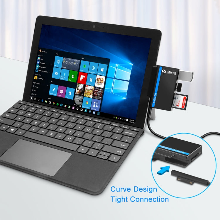 ROCKETEK RT-SGO737 2 個 USB 3.0 + Micro USB 介面集線器，適用於 Microsoft Surface Go，含 2 個 TF 卡與 SD 卡插槽，RT-SGO737