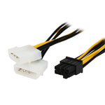 18 公分 Y 形 8 針 PCI Express 轉雙 4 針 Molex 顯示卡電源線，8 針母頭轉雙 4 針公頭