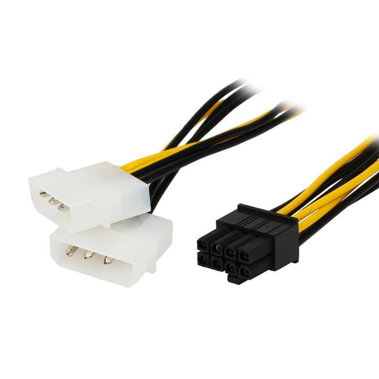 18 公分 Y 形 8 針 PCI Express 轉雙 4 針 Molex 顯示卡電源線，8 針母頭轉雙 4 針公頭