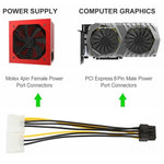 18 公分 Y 形 8 針 PCI Express 轉雙 4 針 Molex 顯示卡電源線，8 針母頭轉雙 4 針公頭