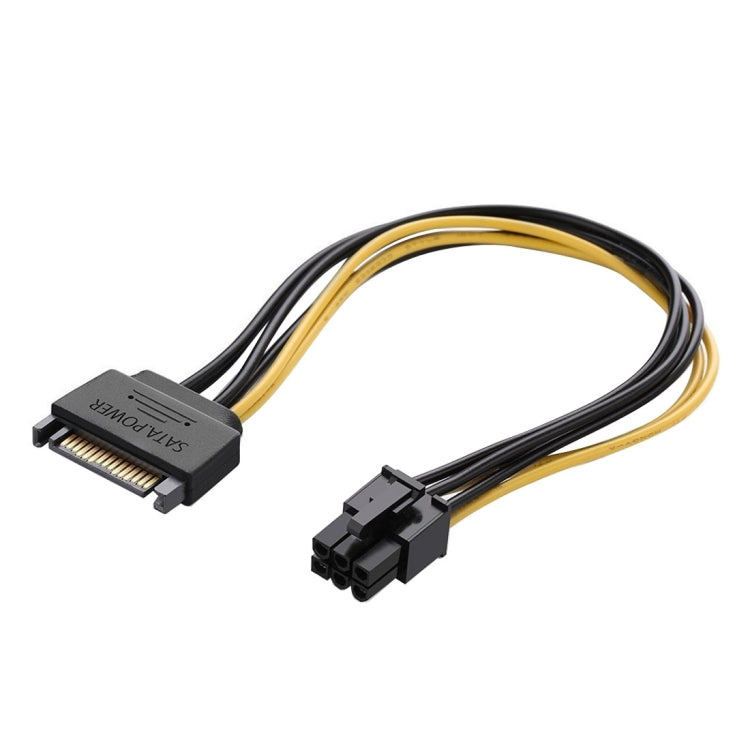 20 公分 SATA 15 針轉 6 針 PCI Express 顯示卡 SATA 電源線，SATA 15 針轉 6 針母頭
