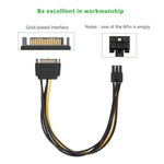 20 公分 SATA 15 針轉 6 針 PCI Express 顯示卡 SATA 電源線，SATA 15 針轉 6 針母頭