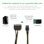 20 公分 SATA 15 針轉 6 針 PCI Express 顯示卡 SATA 電源線，SATA 15 針轉 6 針母頭
