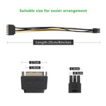 20 公分 SATA 15 針轉 6 針 PCI Express 顯示卡 SATA 電源線，SATA 15 針轉 6 針母頭