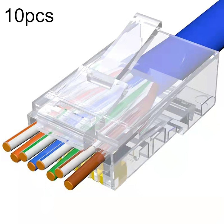 10 個 Cat6e 無屏蔽通過式 RJ45 連接器模組插頭，Cat6e 無屏蔽通過式