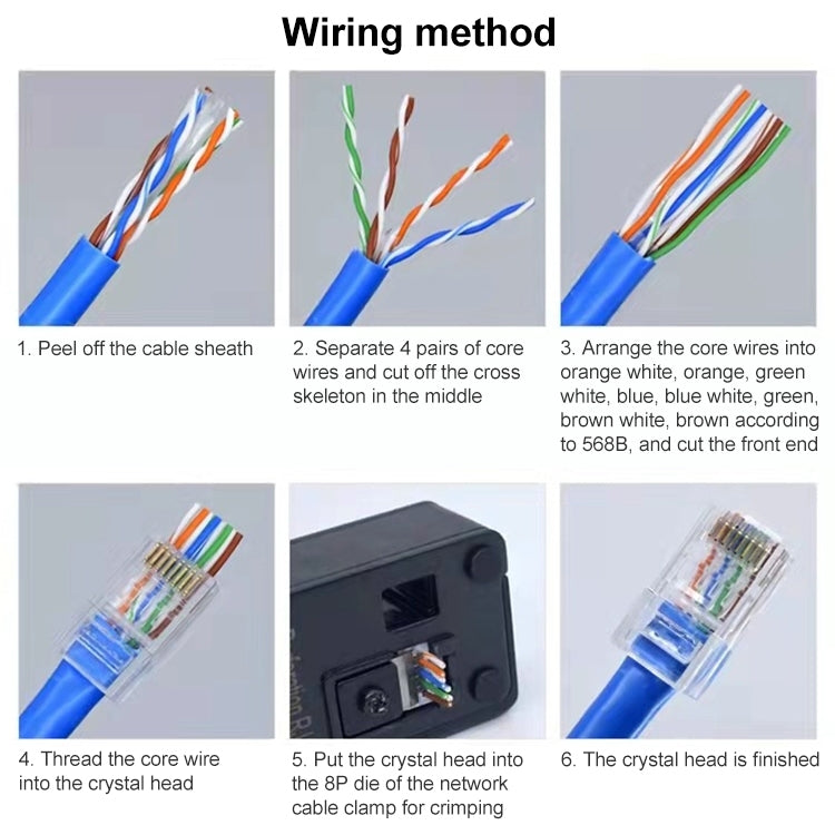 10 個 Cat6e 無屏蔽通過式 RJ45 連接器模組插頭，Cat6e 無屏蔽通過式