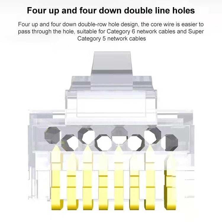 10 個 Cat6e 無屏蔽通過式 RJ45 連接器模組插頭，Cat6e 無屏蔽通過式