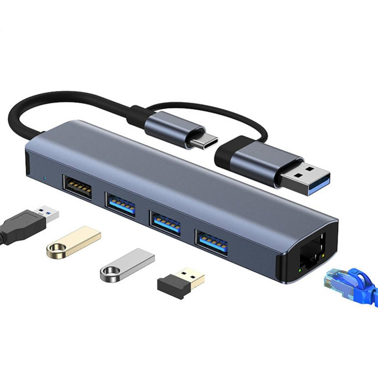 BYL-2208TU 5合2 USB + USB-C / Type-C轉USB多功能擴充基座集線器轉接器，BYL-2208