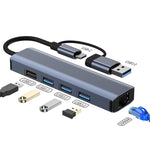 BYL-2208TU 5合2 USB + USB-C / Type-C轉USB多功能擴充基座集線器轉接器，BYL-2208