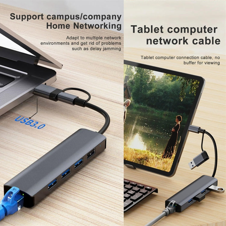 BYL-2208TU 5合2 USB + USB-C / Type-C轉USB多功能擴充基座集線器轉接器，BYL-2208