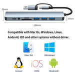 BYL-2218TU 8合1 USB + USB-C / Type-C轉USB多功能擴充基座集線器轉接器，BYL-2218TU