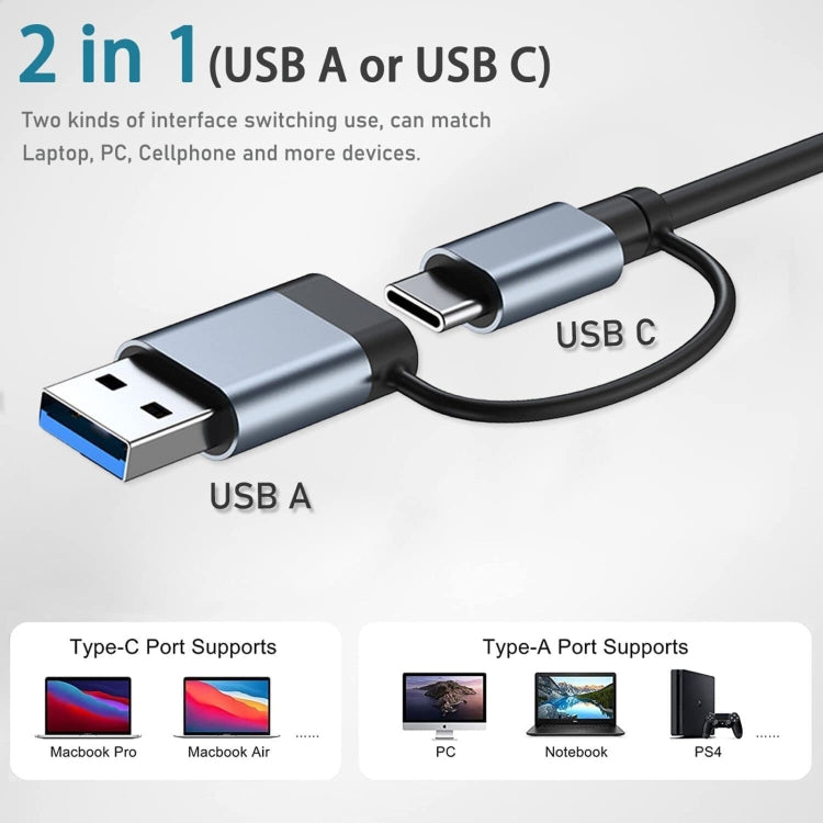 BYL-2218TU 8合1 USB + USB-C / Type-C轉USB多功能擴充基座集線器轉接器，BYL-2218TU