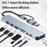 BYL-2218TU 8合1 USB + USB-C / Type-C轉USB多功能擴充基座集線器轉接器，BYL-2218TU