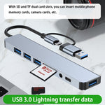 BYL-2218TU 8合1 USB + USB-C / Type-C轉USB多功能擴充基座集線器轉接器，BYL-2218TU