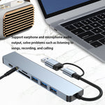 BYL-2218TU 8合1 USB + USB-C / Type-C轉USB多功能擴充基座集線器轉接器，BYL-2218TU
