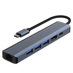 BYL-2210 6 合 1 USB-C / Type-C 轉 USB 多功能擴充基座集線器轉接器，帶 1000M 網路埠，BYL-2210