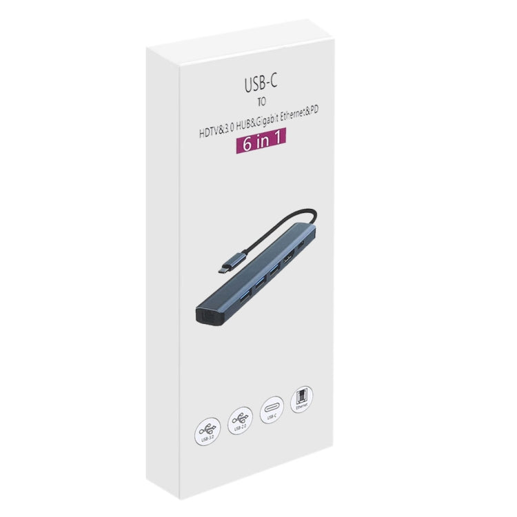 BYL-2210 6 合 1 USB-C / Type-C 轉 USB 多功能擴充基座集線器轉接器，帶 1000M 網路埠，BYL-2210