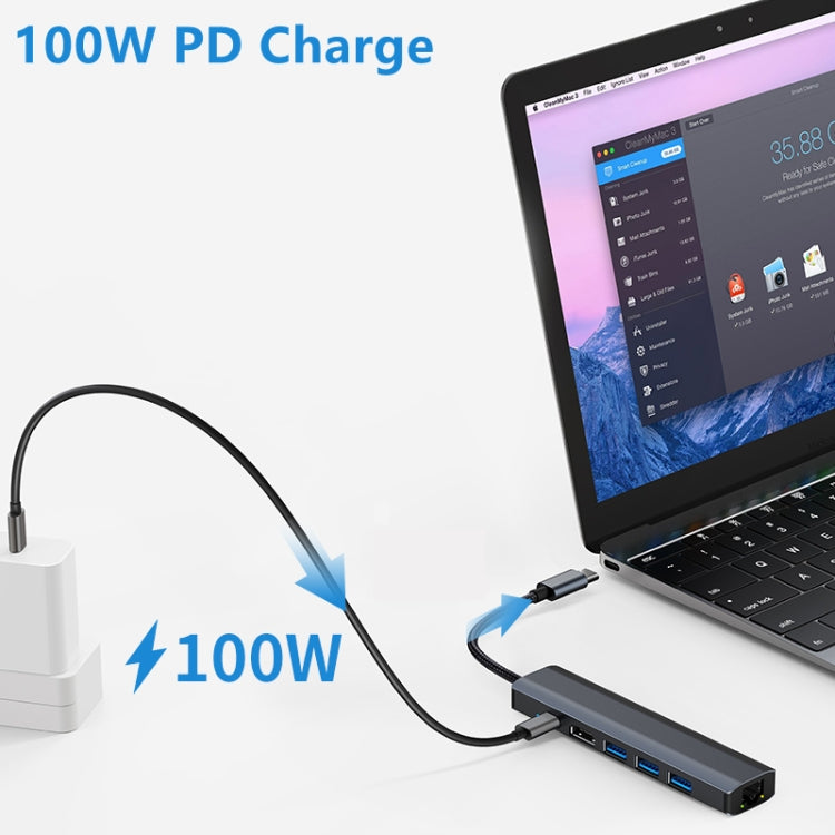 BYL-2210 6 合 1 USB-C / Type-C 轉 USB 多功能擴充基座集線器轉接器，帶 1000M 網路埠，BYL-2210