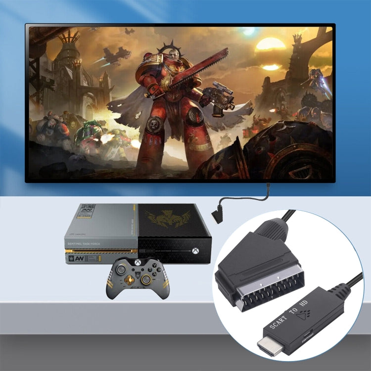 Scart轉HDMI相容轉換器視訊音訊轉接線，Scart轉HDMI